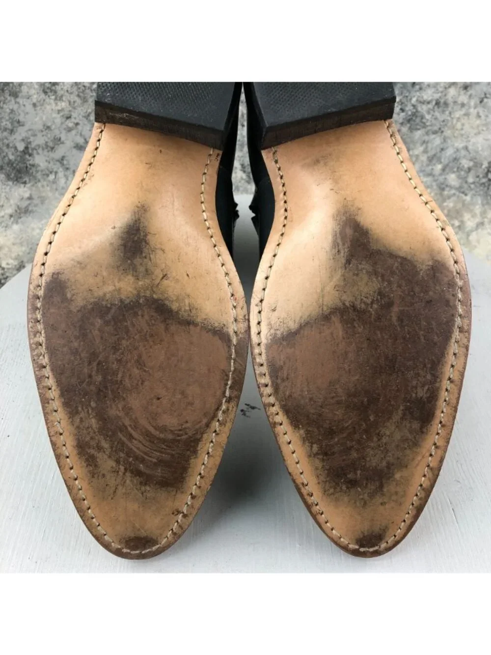 Acme VTG Mens Size 11D Dark Grey Gold Metal Toe Caps Side Zip Cowboy Ankle Boots